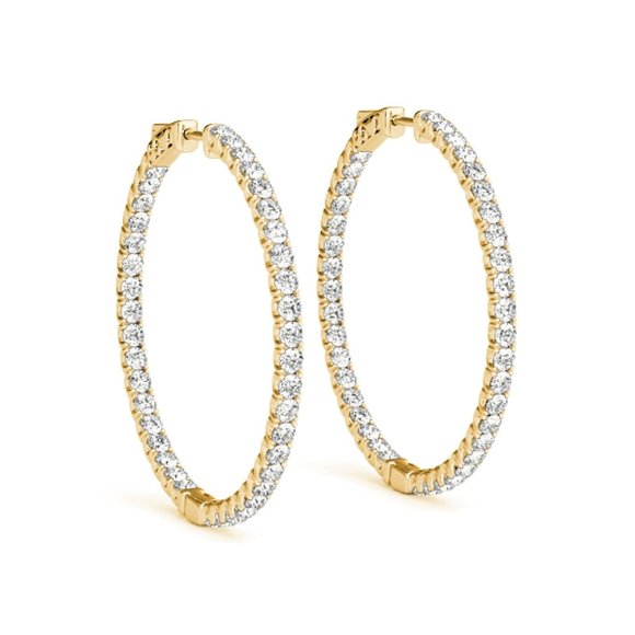 0.75 Ct Natural Diamond Hoop Earring In 14K Gold